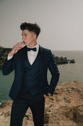 Abito Taglio Smoking Slim/Fit blu GLITTERATO